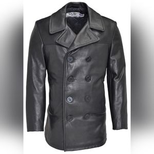 Schott NYC 740N Leather Naval Peacoat Men's